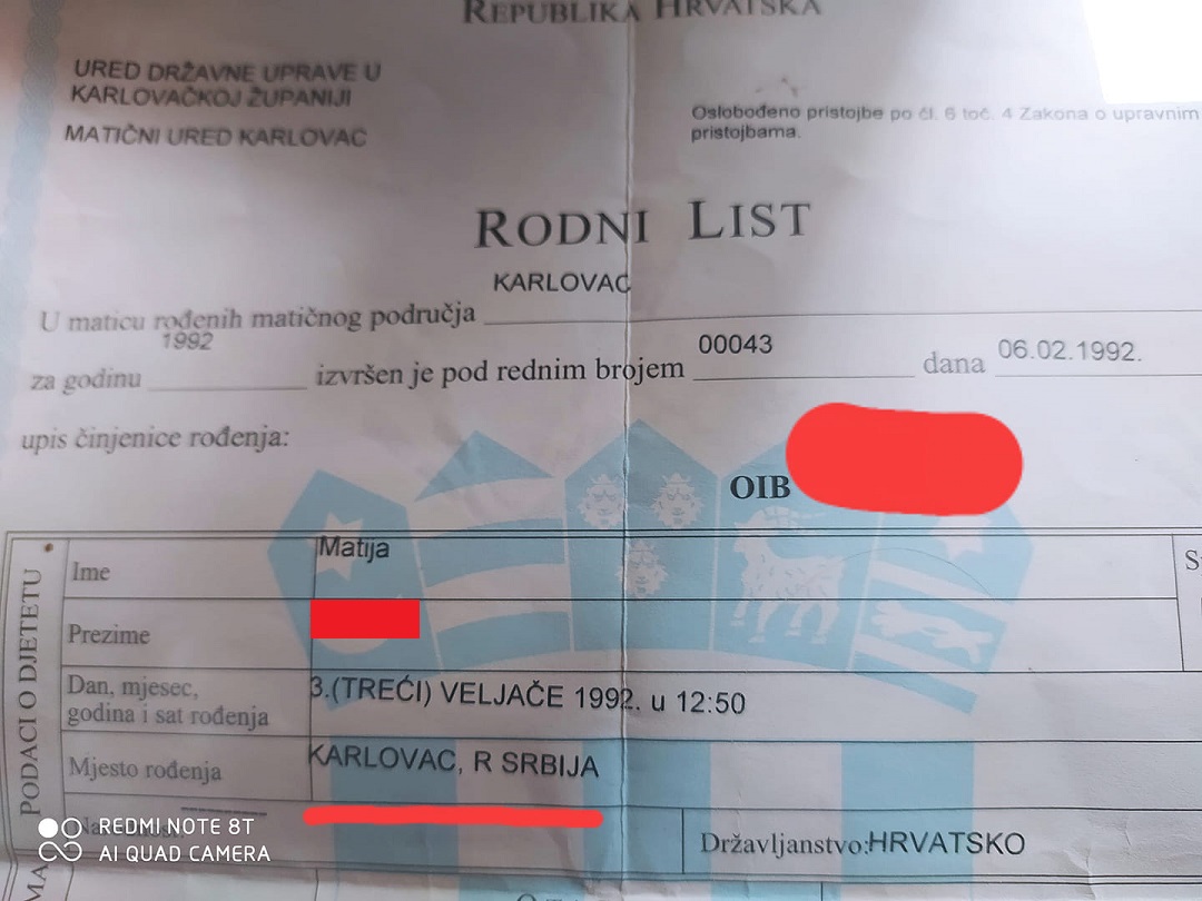I KARLOVAC U SRBIJI? Nakon Vukovarca, javio se još jedan građanin čiji rodni list tvrdi da nije Hrvat
