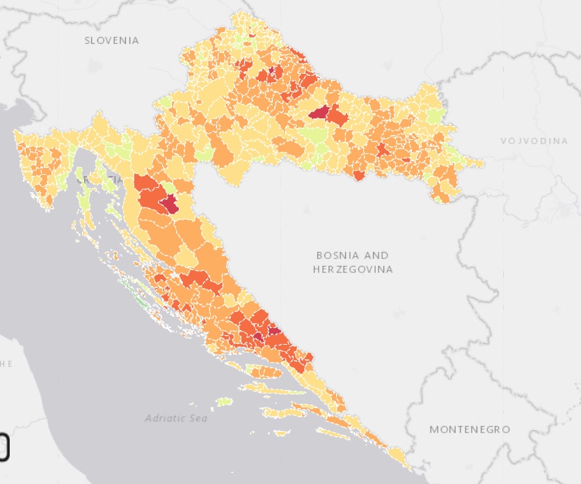 HZJZ objavio kartu procijepljenosti: Najmanje procijepljena Splitsko-dalmatinska županija