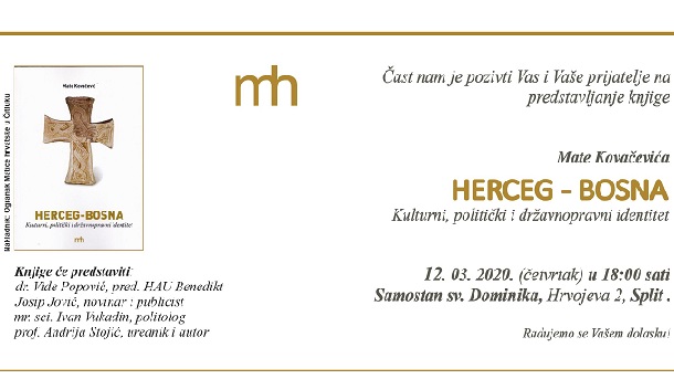 Split: Predstavljanje knjige ‘Herceg-Bosna – kulturni, politički i državnopravni identitet’