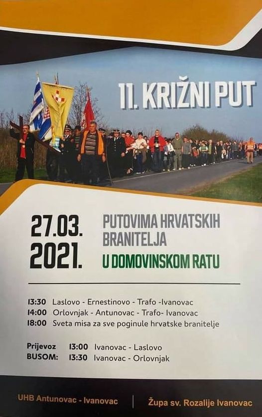 11.KRIŽNI PUT, putovima hrvatskih branitelja u DOMOVINSKOM RATU 27.ožujka 2021. /subota/