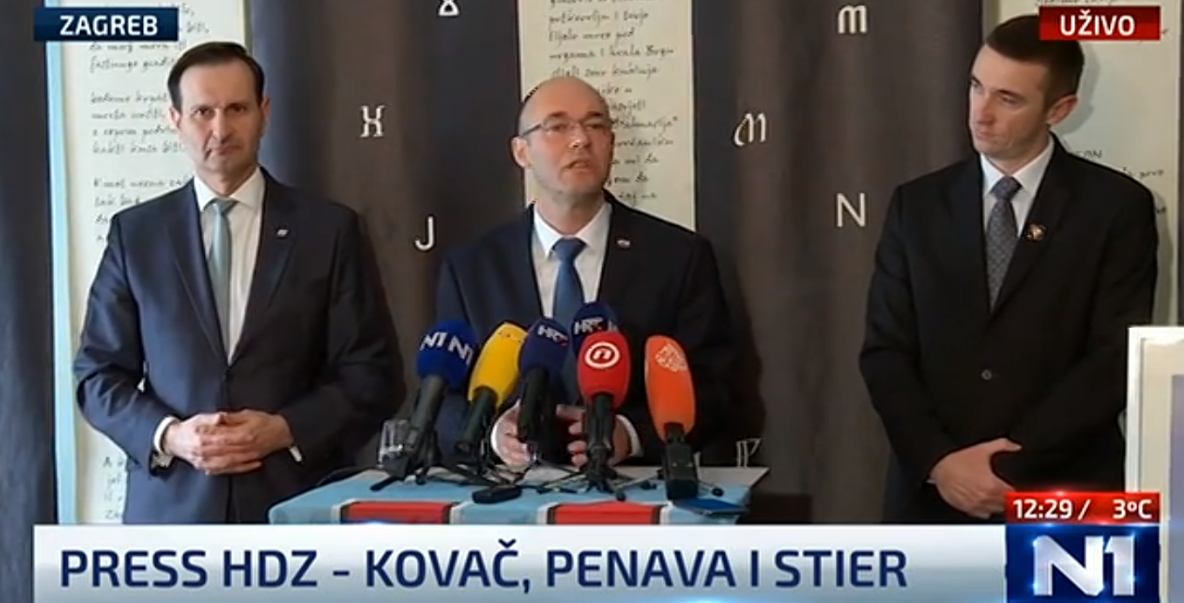 IGRE PRIJESTOLJA Kovač, Stier i Penava na konferenciji: Kovač potvrdio: Ja sam kandidat za predsjednika HDZ-a, Stier za potpredsjednika, a Penava za zamjenika