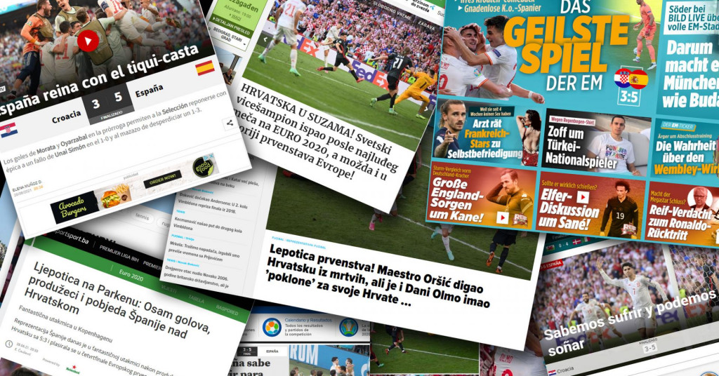 STRANI MEDIJI Hrvatska i Španjolska oduševili svijet: ‘Ovo nije bila obična utakmica!; ‘Apsolutna ljepotica Eura‘