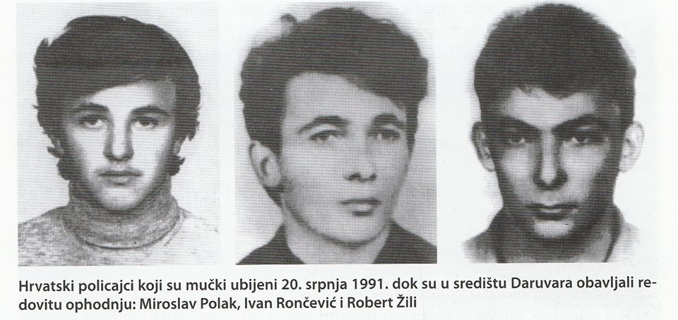 Dogodilo se na današnji dan - 20. srpnja 1991. – Ubojstvo trojice policajaca u Daruvaru - MIROSLAV POLAK, ROBERT ŽILI I IVAN RONČEVIĆ - tužno sjećanje