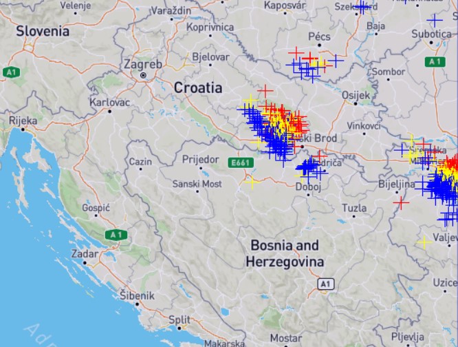 Pojava munja u posljednjih 30 minuta