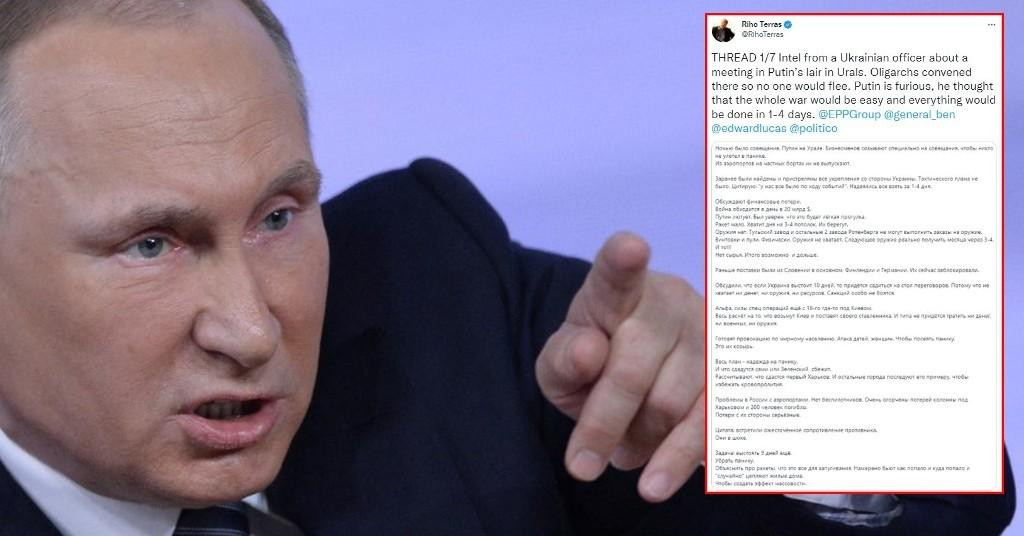 PROCURILI DETALJI ‘Putin se na Uralu sastao s oligarsima, izvan sebe je od bijesa! Mislio je da će se invazija već privoditi kraju...‘