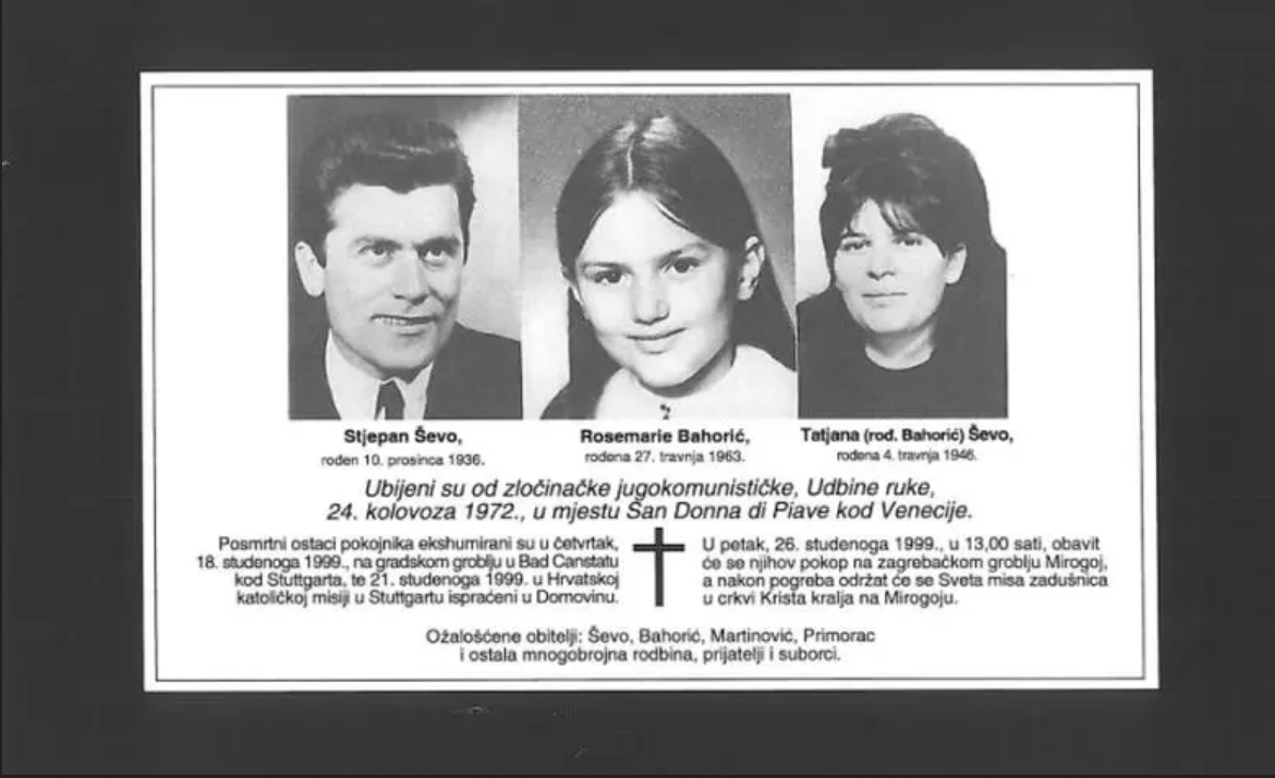 24. kolovoza 1972. brutalno su likvidirali obitelj Ševo