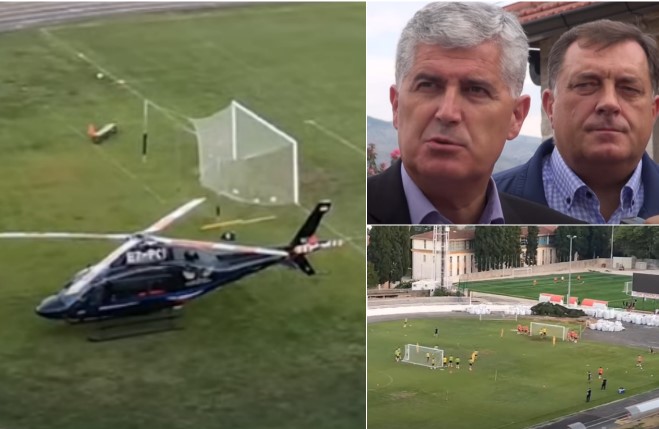 MOŽE LI LUĐE? GRLIĆ RADMAN S DODIKOM SLAVIO ČOVIĆEV ROĐENDAN: Helikopterom RS sletio na trening hrvatskog kluba!