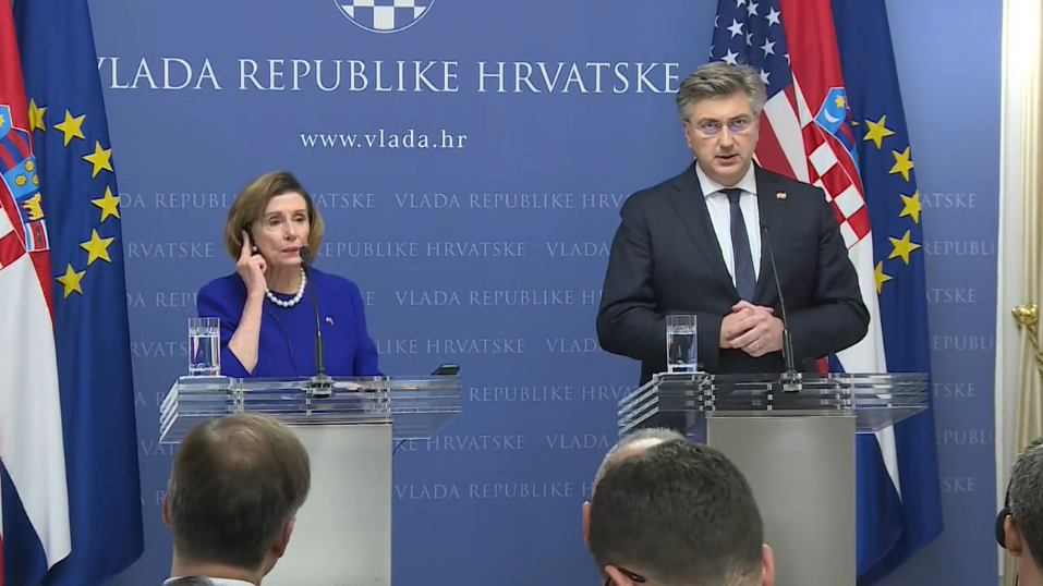 Pelosi nakon sastanka s Plenkovićem: "Vaše iskustvo iz rata može pomoći Ukrajincima i drugim žrtvama ruske agresije"