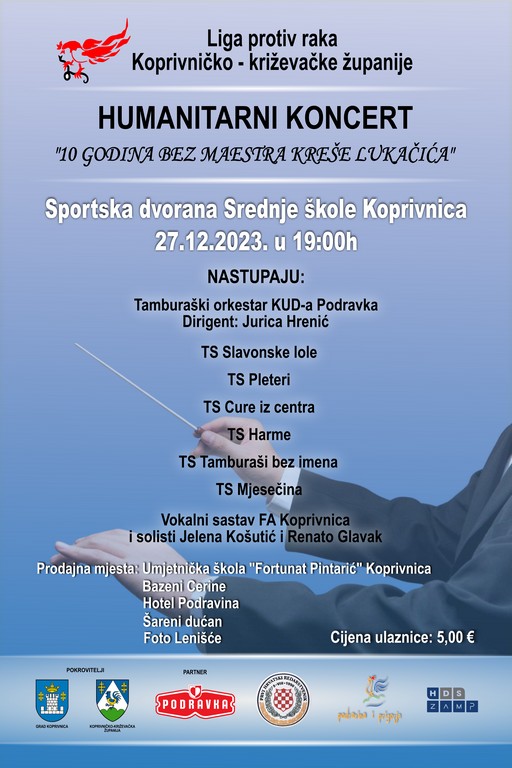 Koprivnica: Humanitarni koncert „10 godina bez maestra" u spomen na Krešu Lukačića