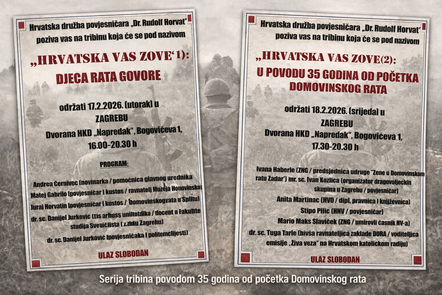 Serija tribina „Hrvatska vas zove“ obilježava 35 godina od početka Domovinskog rata