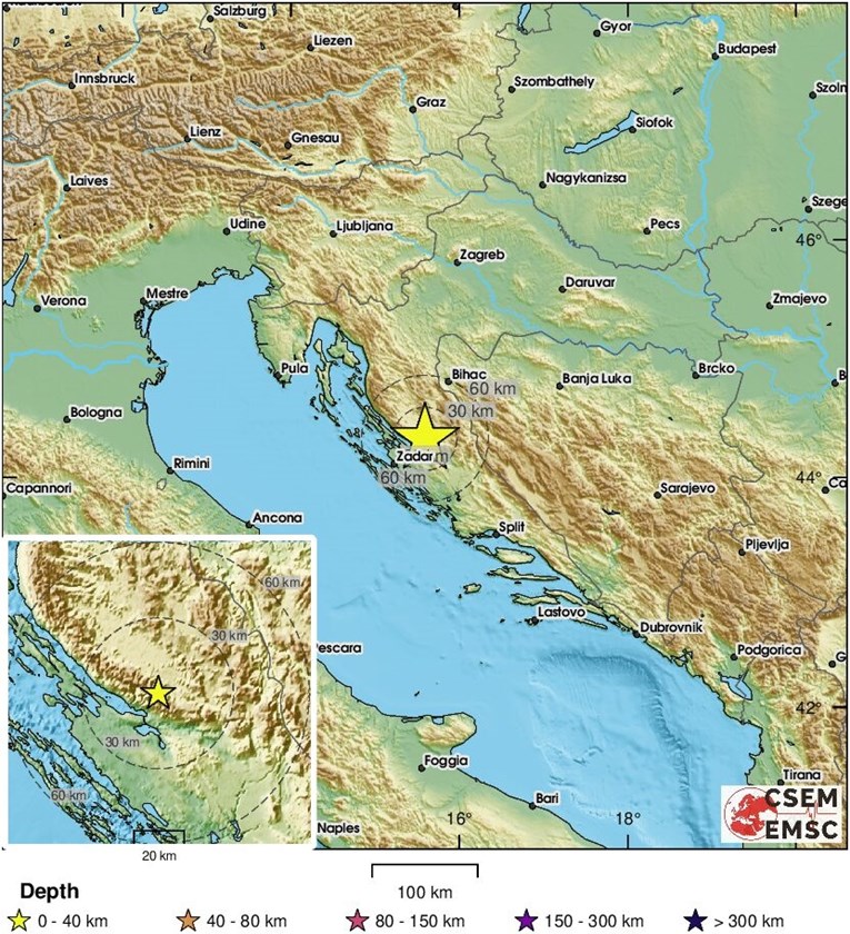 MAGNITUDA 5,3 Potres zatresao  Liku i Dalmaciju