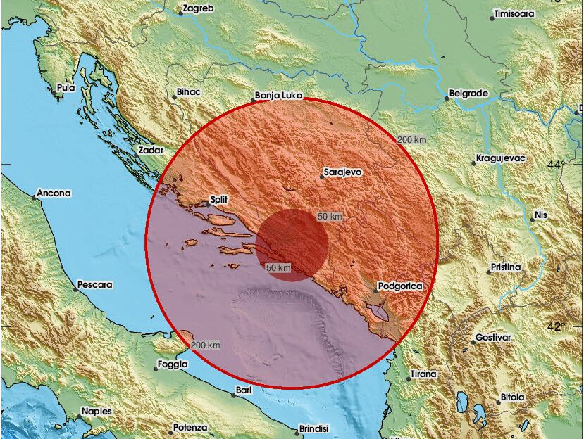 Prilično jak potres magnitude 4.0 zatresao Dalmaciju