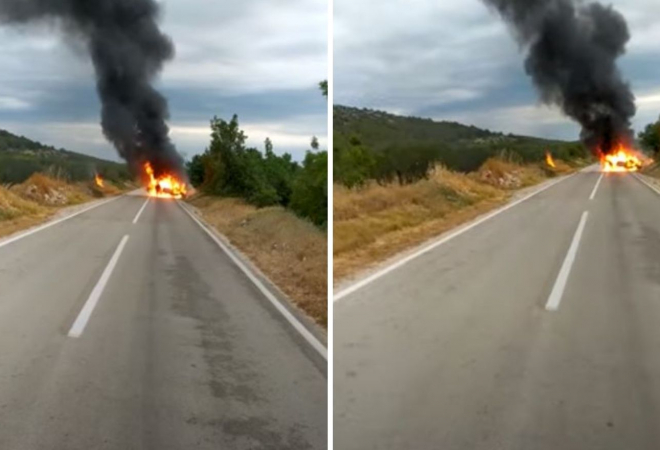 KOD VODICA GORIO AUTO! Vozačica putovala na posao pa se zabila u zid, požar ugasili vatrogasci