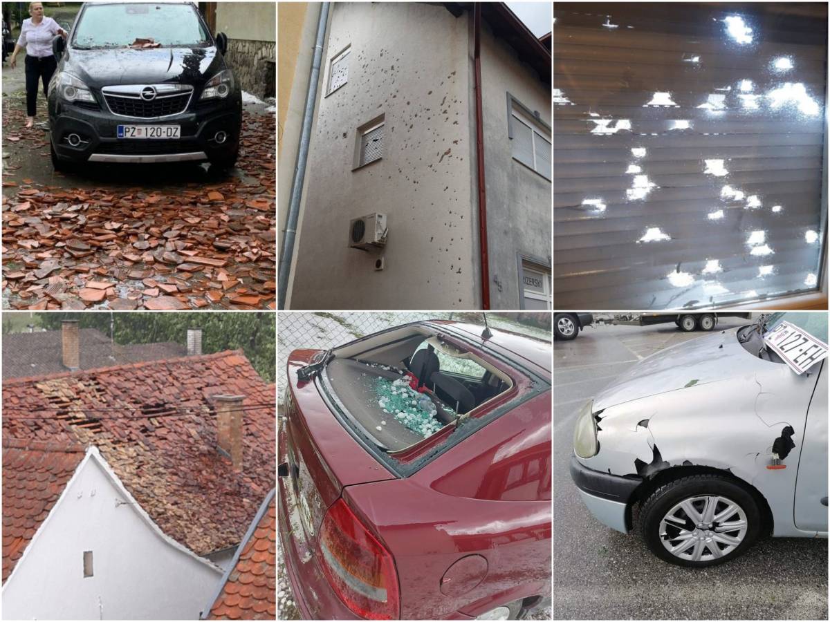 Snažno nevrijeme pogodilo Požeštinu  : razbijeni autombili, uništeni krovovi, fasade, prozori i počupano drveće