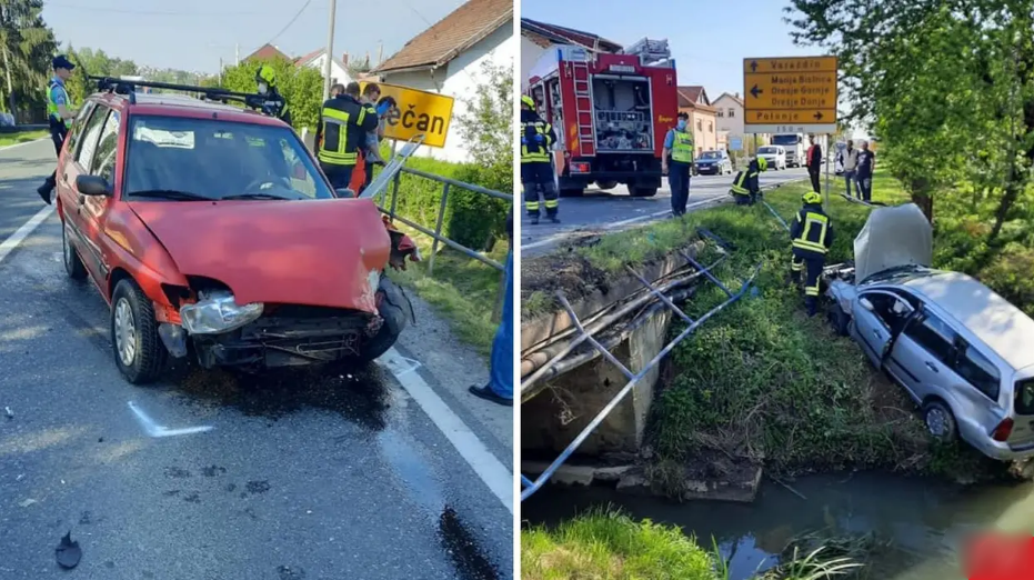 Teška nesreća u Hrastju: Probio ogradu autom i završio u kanalu