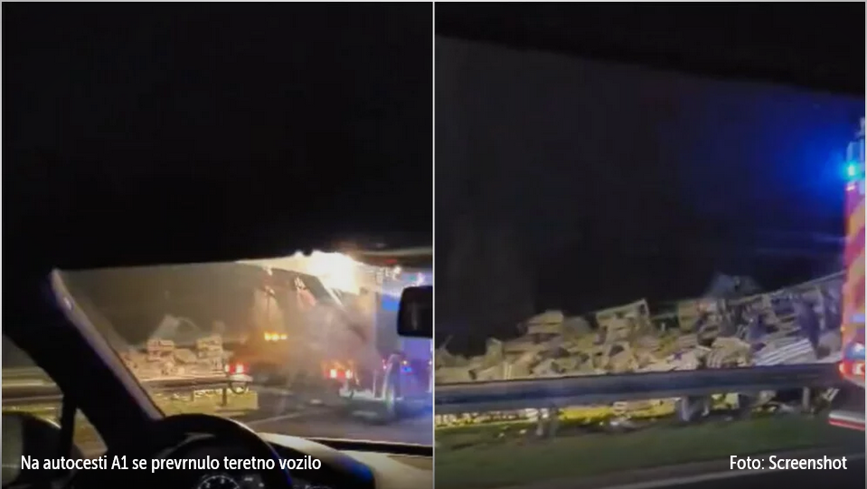 VIDEO Kamion se prevrnuo na autocesti A1, policija kaže da se očekuje normalizacija prometa
