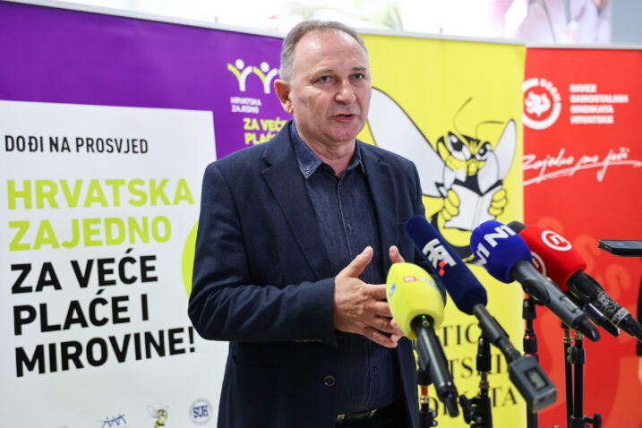 Sindikalni prosvjedni skup za veće plaće i mirovine 18. travnja u Zagrebu