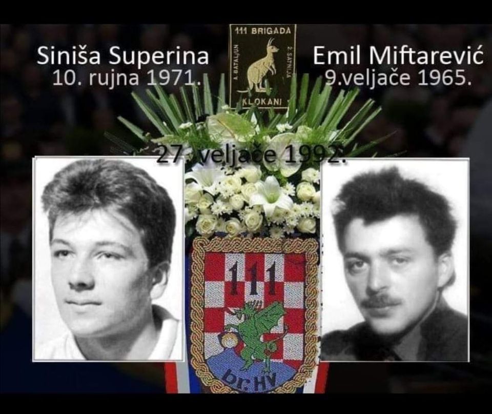 Na današnji dan 27.veljače 1992. godine poginuli su Emil Miftarević (26 g.)  i Siniša Superina (21 g.) - TUŽNO SJEĆANJE