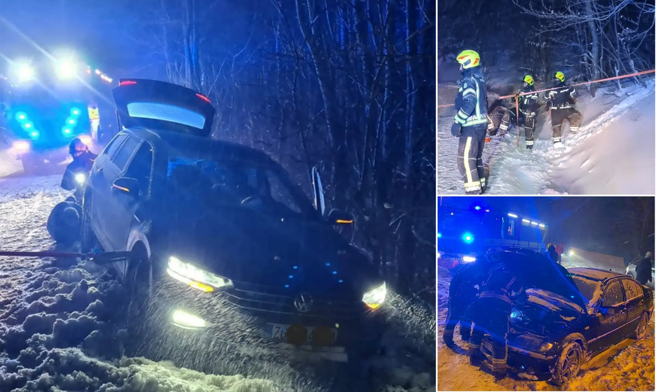 Drama na Sljemenskoj cesti: Jedan automobil je gorio, a drugi visio na rubu provalije