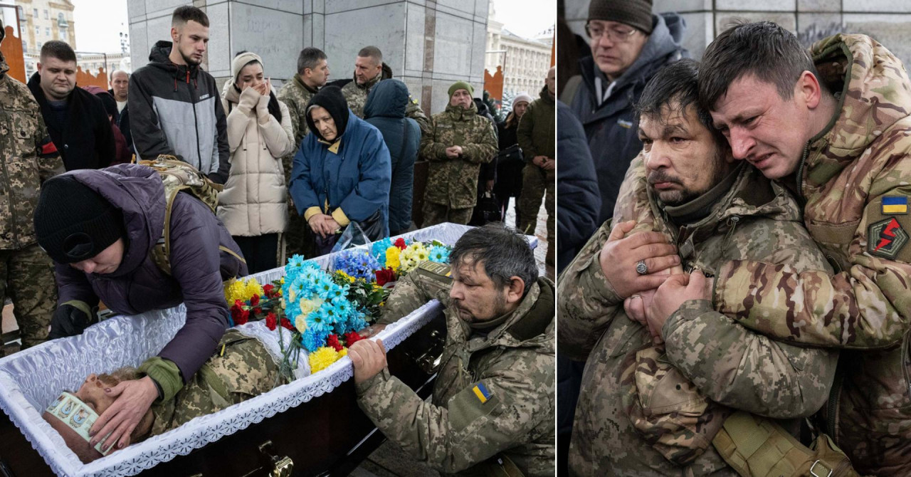 Suze i očaj na Trgu slobode u Kijevu, Ukrajina zavijena u crno zbog smrti nacionalnog junaka