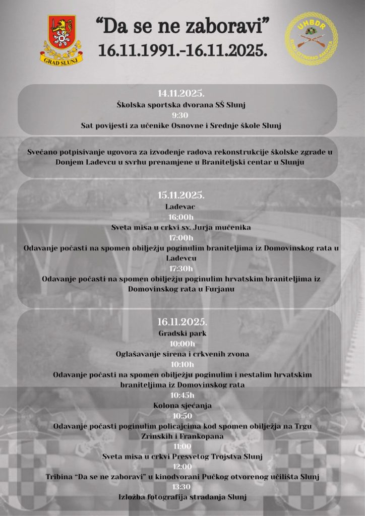 Da se ne zaboravi: Slunj obilježava 34 godine od progonstva svojih stanovnika