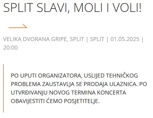 Otkazivanje koncerta u Splitu podiglo prašinu: Tehnički problem ili zabrana?