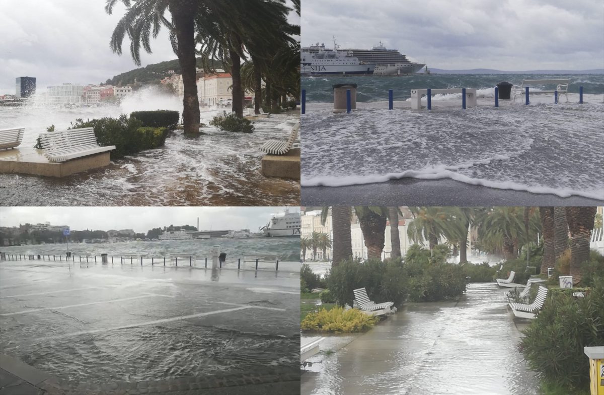 (FOTO/VIDEO) OLUJNA CIKLONA POTOPILA SPLITSKU RIVU: More divlja, u prekidu su brodske linije, a DHMZ je izdao narančasto upozorenje!