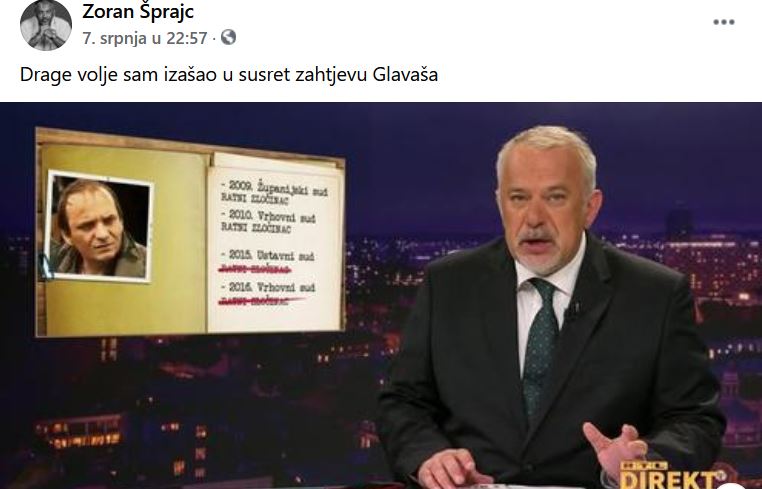 Glavaš poručio Šprajcu – Vidimo se na sudu!