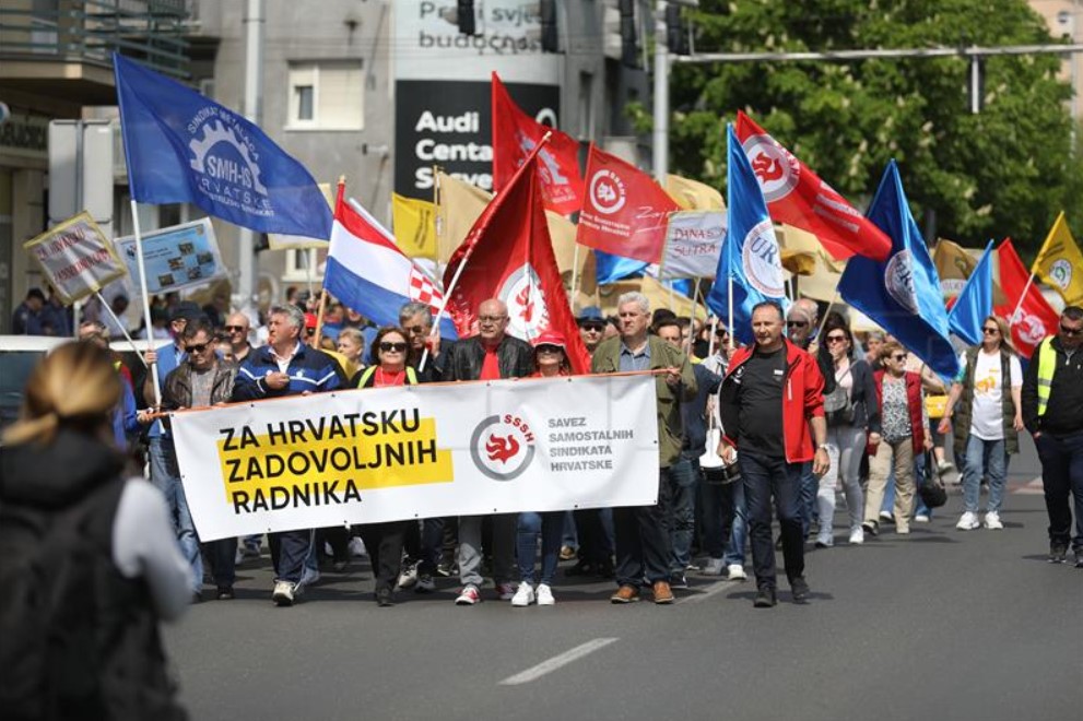 SSSH prosvjednom povorkom zatražio veće plaće i kolektivna pregovaranja