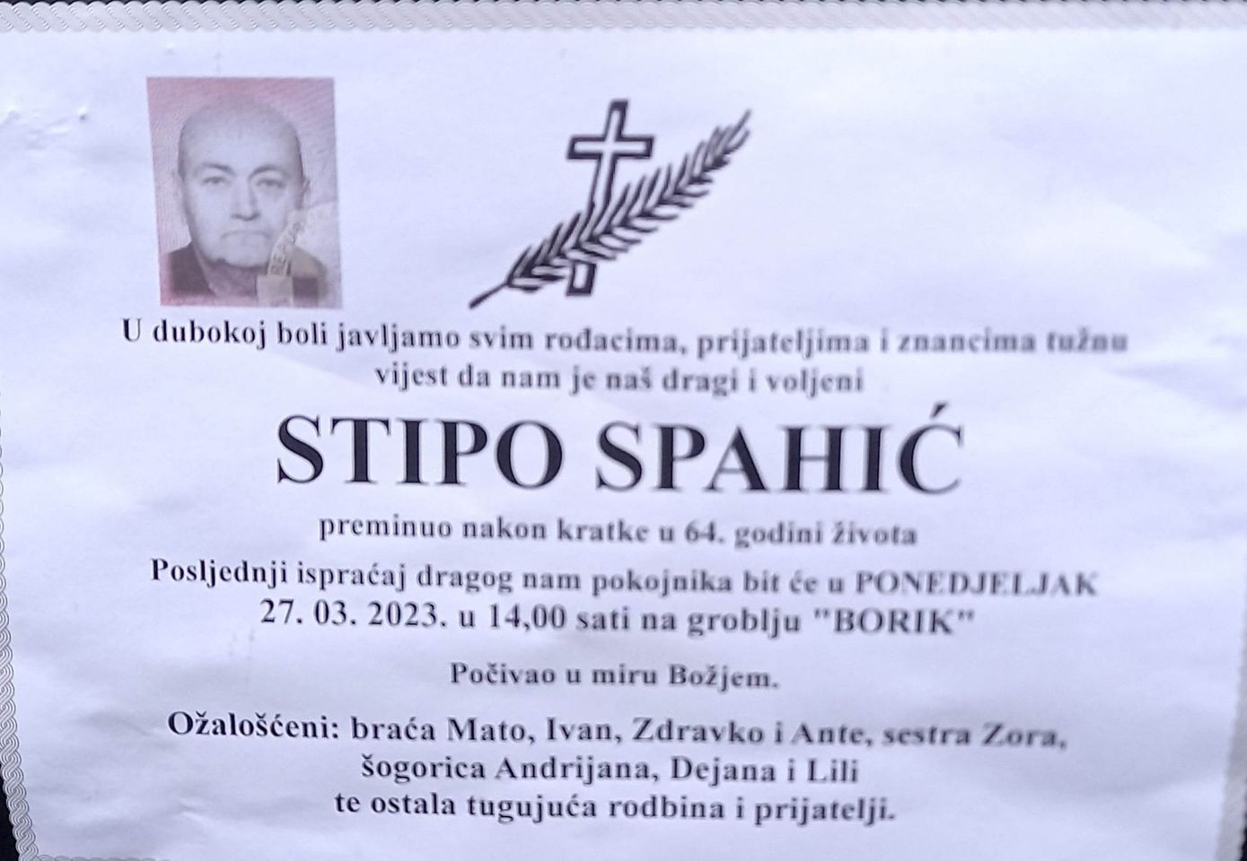 ZBOGOM BRANITELJU...STIPE... - POSLJEDNI POZDRAV