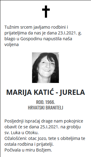 Marija Katić Jurela - Hrvatski branitelj 1966. - 2021.