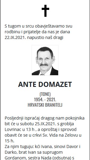 Ante Domazet - Hrvatski branitelj 1954. - 2021.