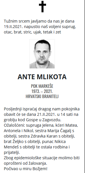 Ante Mlikota - Hrvatski branitelj 1973. - 2021.