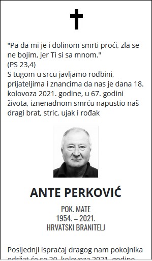Ante Perković - Hrvatski branitelj 1954. - 2021.