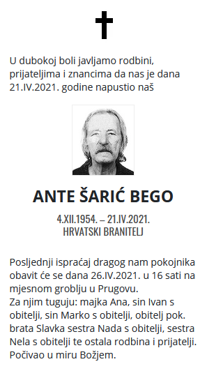 Ante Šarić - Hrvatski branitelj 1954. - 2021.