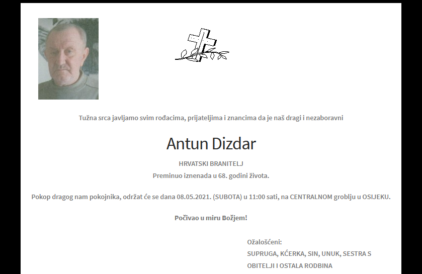 Antun Dizdar - Hrvatski branitelj 1953. - 2021.