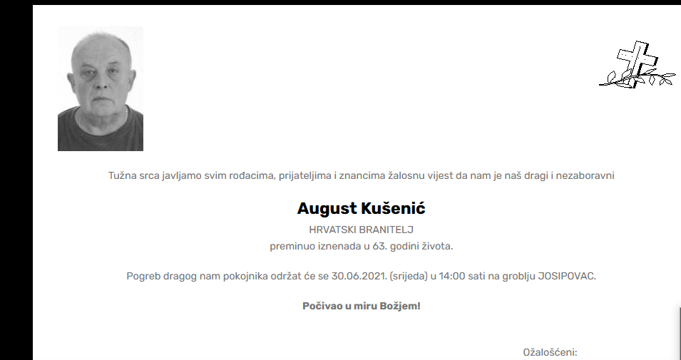 August Kušenić - Hrvatski branitelj 1958. - 2021.