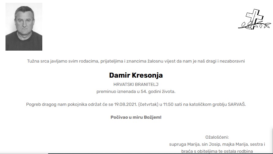 Damir Kresonja - Hrvatski branitelj 1967. - 2021.