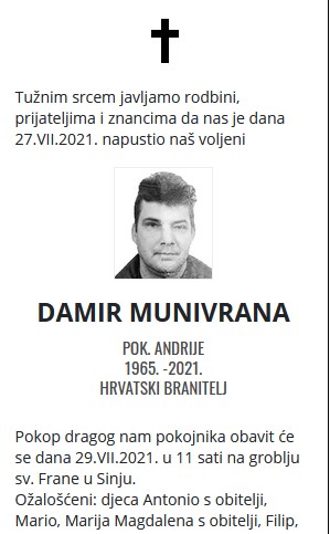Damir Munivrana - Hrvatski branitelj 1965. - 2021.