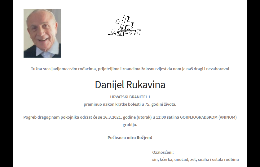 Danijel Rukavina - Hrvatski branitelj 1946. - 2021.