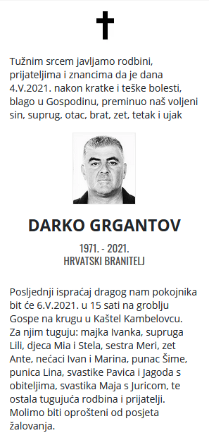 Darko Grgantov - Hrvatski branitelj 1971. - 2021.