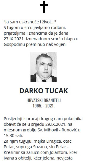 Darko Tucak - Hrvatski branitelj 1965. - 2021.