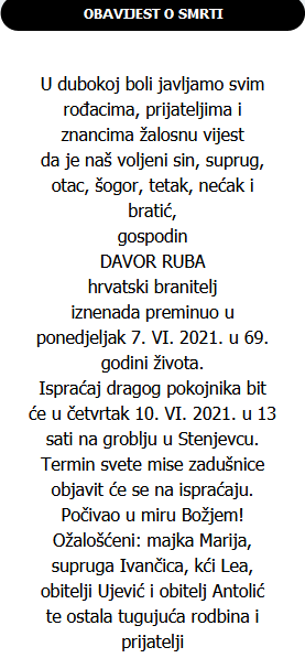 Davor Ruba - Hrvatski branitelj 1952. - 2021.