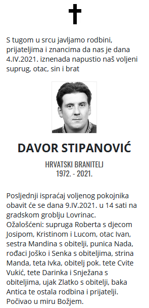 Davor Stipanović - Hrvatski branitelj 1972. - 2021.
