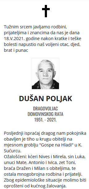 Dušan Poljak - Hrvatski dragovoljac 1951. - 2021.
