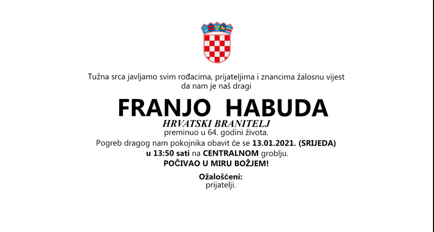 Franjo Habuda - Hrvatski branitelj 1957. - 2021.