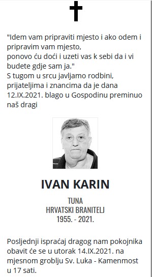 Ivan Karin - Hrvatski branitelj 1955. - 2021.