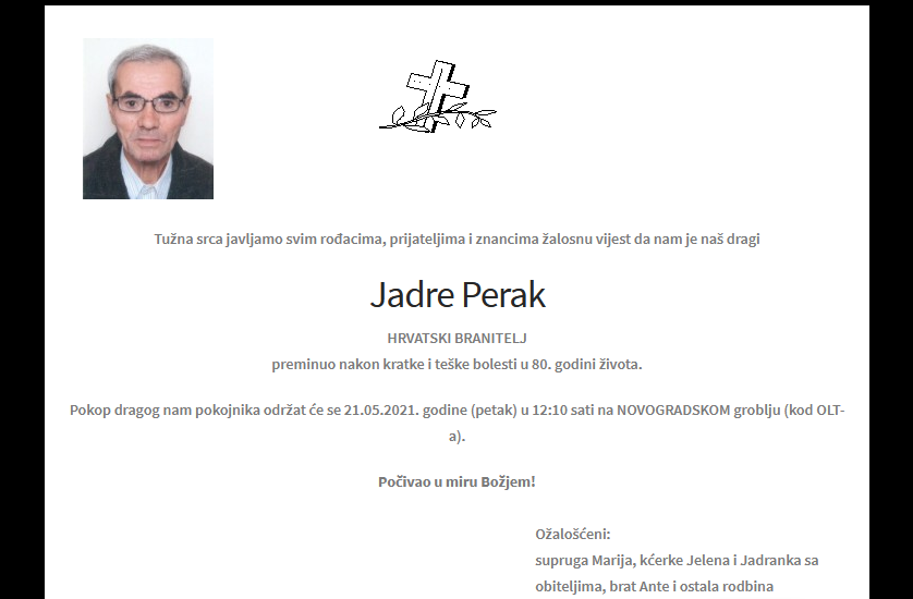 Jadre Perak - Hrvatski branitelj 1941. - 2021.