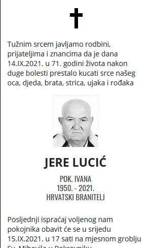 Jere Lucić - Hrvatski branitelj 1950. - 2021.