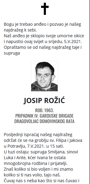 Josip Rožić - Hrvatski dragovoljac 1963. - 2021.